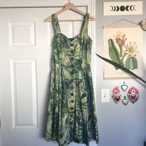 Button-Front Cotton Midi-Dress with Pockets